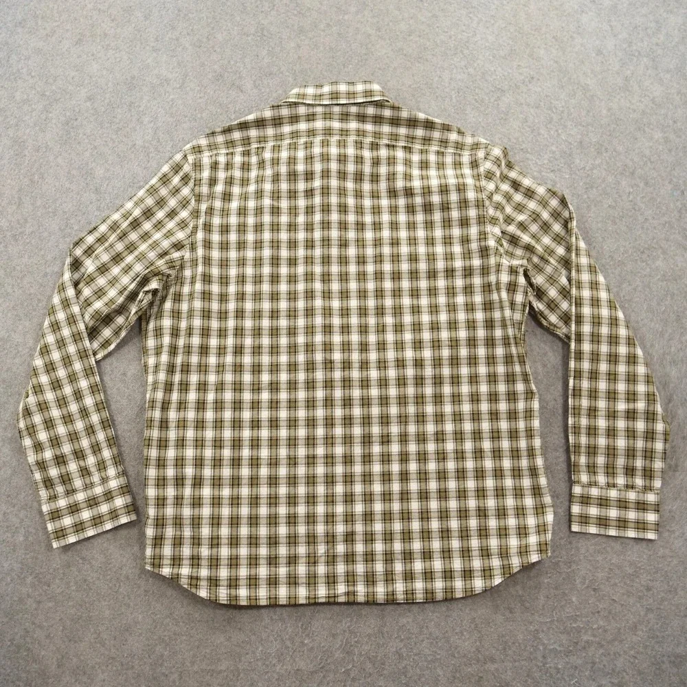 Banana Republic Shirt Mens Large Brown Button Up Untucked Plaid Long Sleeve